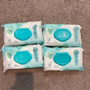 NWT sealed 4 count of Pampers Aqua Pure Fragrance Free Wipes